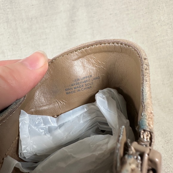 Gianni Bini Tan Suede Fringe Wedge Ankle Boots Pointed western cowgirl cowboy - Picture 10 of 11